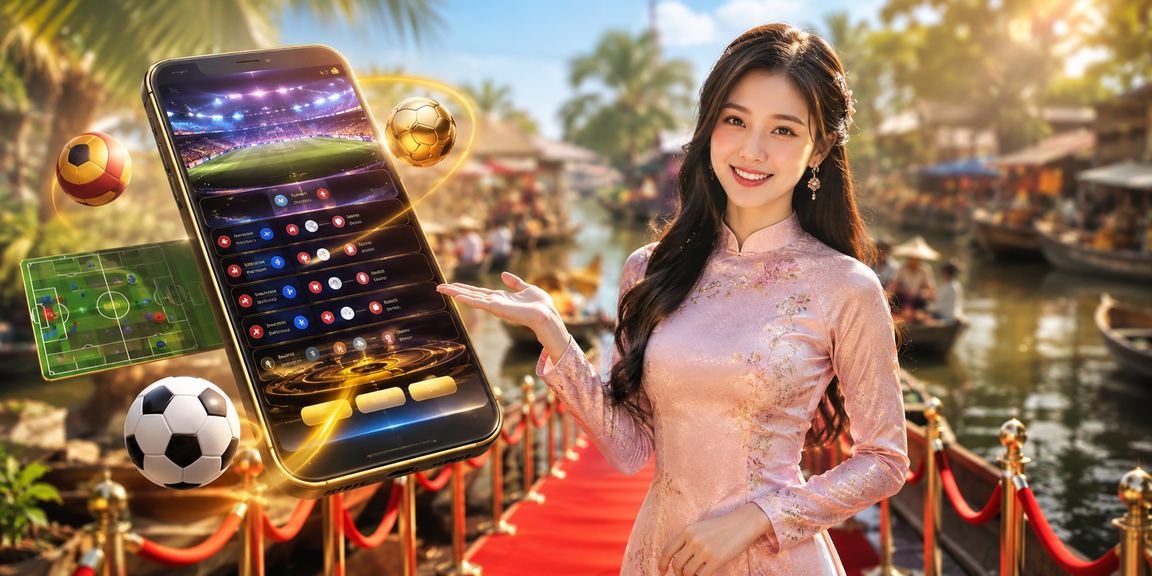 Người dùng tại vùng Mekong trải nghiệm ứng dụng casino với trang phục áo dài truyền thống