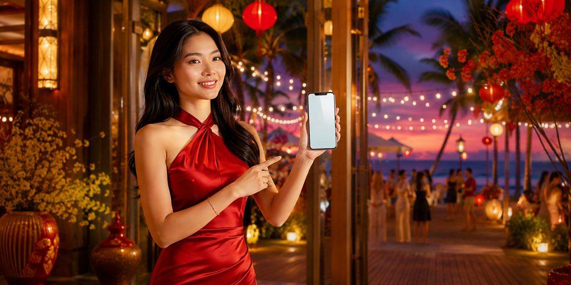 Người dùng Phú Quốc thư giãn bên bãi biển và tham gia chương trình VIP bonus trực tuyến